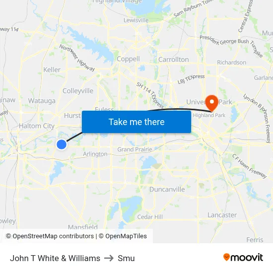 John T White & Williams to Smu map