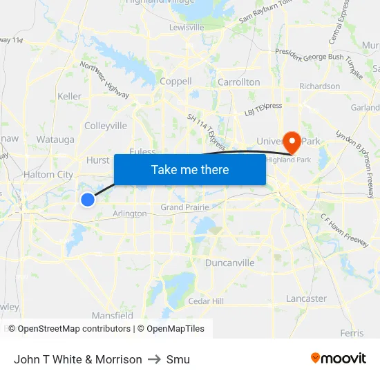 John T White & Morrison to Smu map