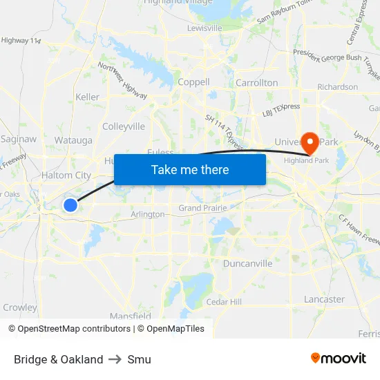Bridge & Oakland to Smu map