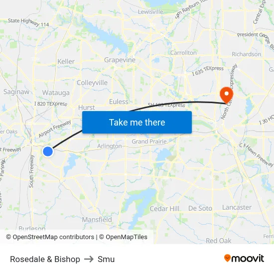 Rosedale & Bishop to Smu map