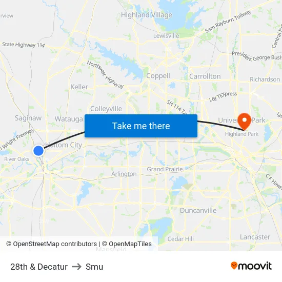28th & Decatur to Smu map