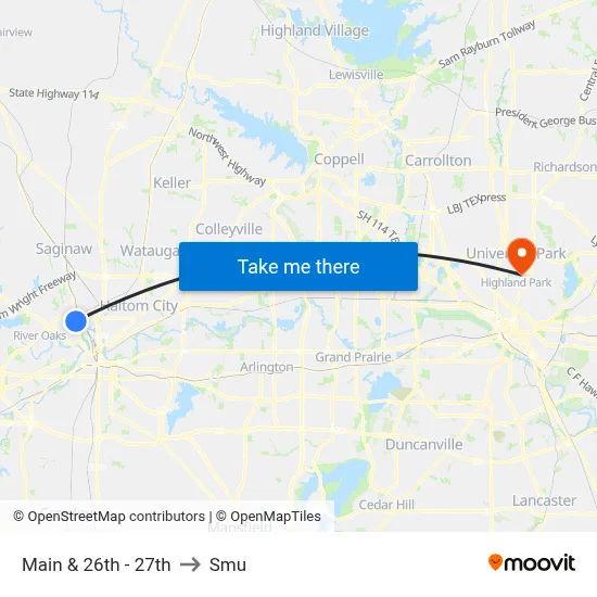 Main & 26th - 27th to Smu map