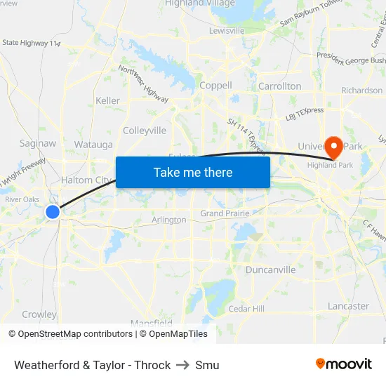 Weatherford & Taylor - Throck to Smu map