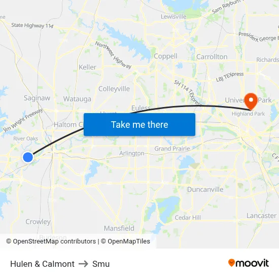 Hulen & Calmont to Smu map