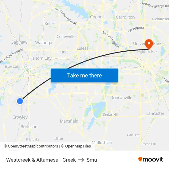 Westcreek & Altamesa - Creek to Smu map