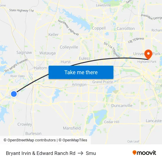 Bryant Irvin & Edward Ranch Rd to Smu map