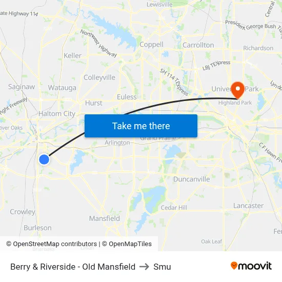 Berry & Riverside - Old Mansfield to Smu map