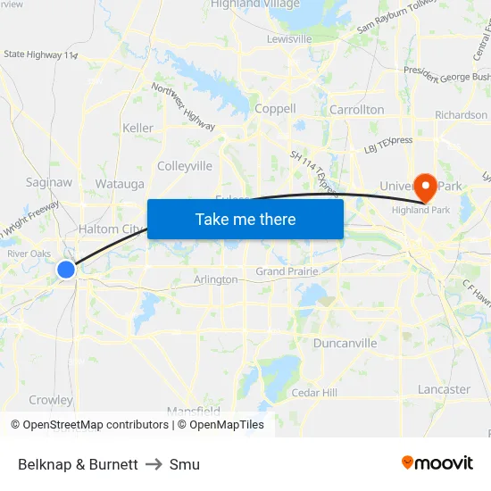 Belknap & Burnett to Smu map