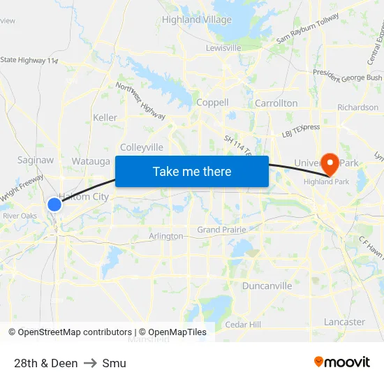 28th & Deen to Smu map