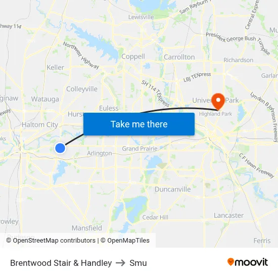 Brentwood Stair & Handley to Smu map