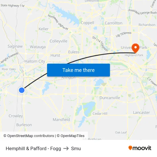 Hemphill & Pafford - Fogg to Smu map