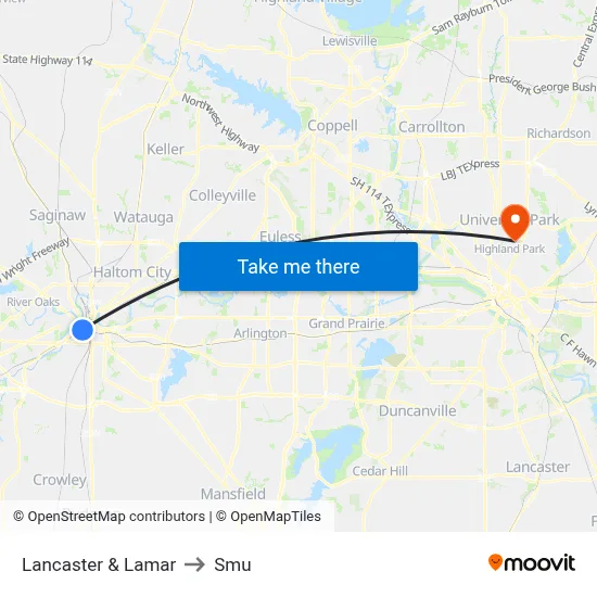 Lancaster & Lamar to Smu map