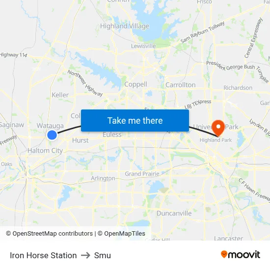Iron Horse Station to Smu map