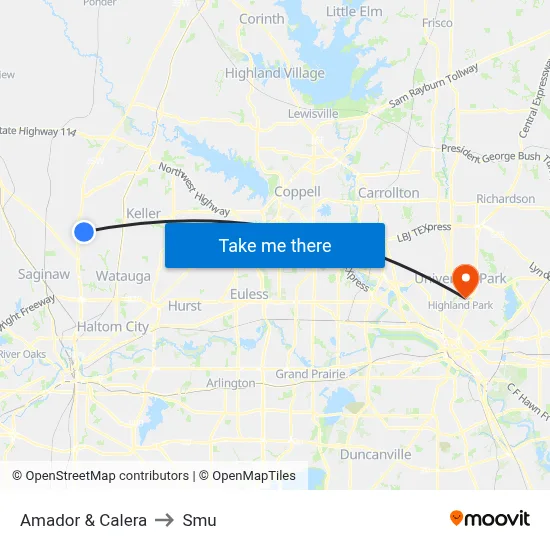 Amador & Calera to Smu map