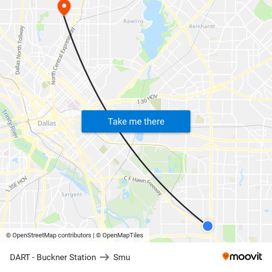 DART - Buckner Station to Smu map