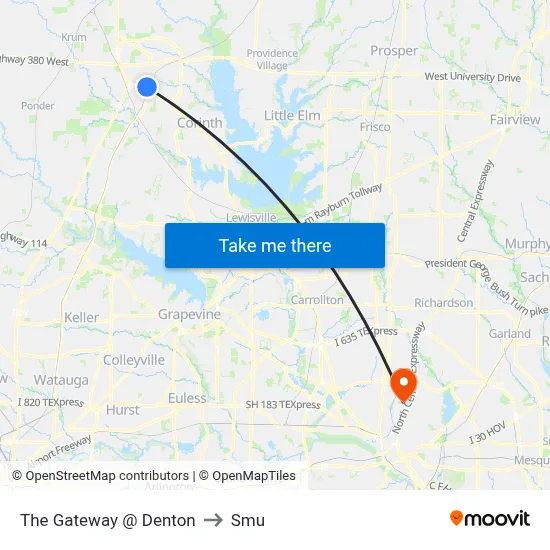 The Gateway @ Denton to Smu map