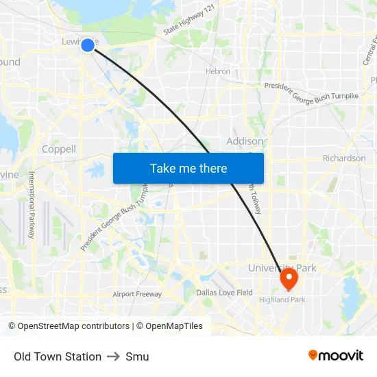 Old Town Station to Smu map