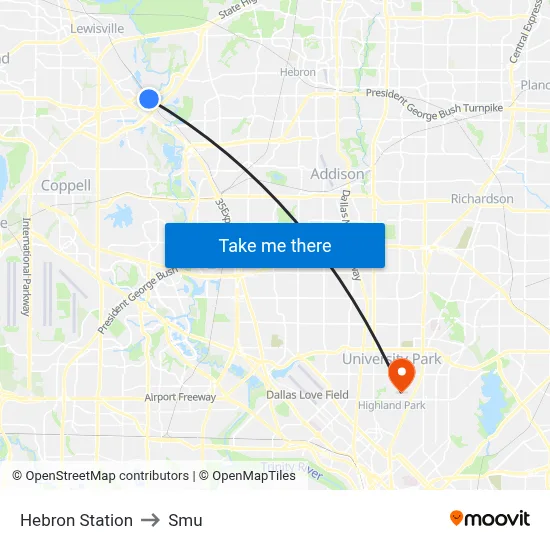 Hebron Station to Smu map