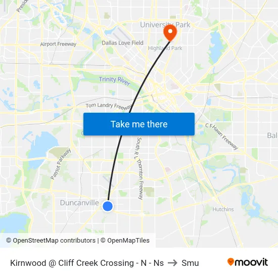 Kirnwood @ Cliff Creek Crossing - N - Ns to Smu map