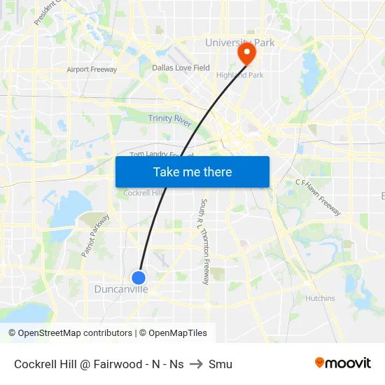 Cockrell Hill @ Fairwood - N - Ns to Smu map