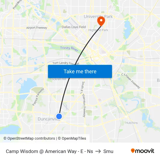 Camp Wisdom @ American Way - E - Ns to Smu map