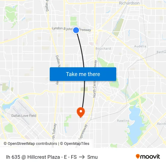Ih 635 @ Hillcrest Plaza - E - FS to Smu map