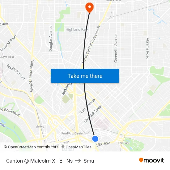 Canton @ Malcolm X - E - Ns to Smu map