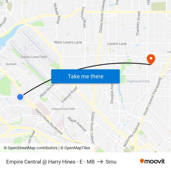 Empire Central @ Harry Hines - E - MB to Smu map