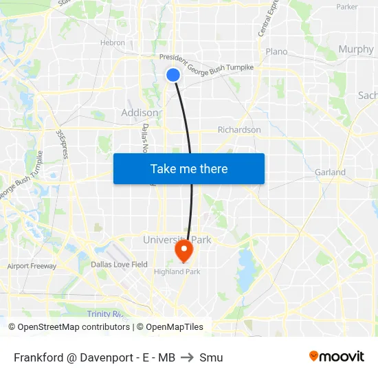Frankford @ Davenport - E - MB to Smu map