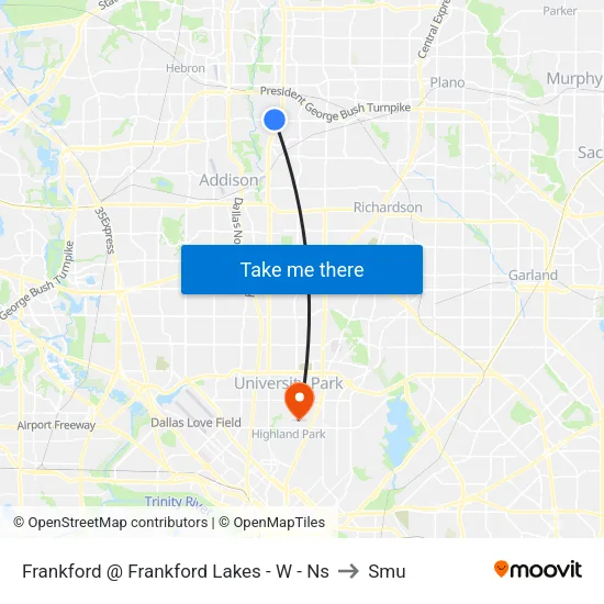 Frankford @ Frankford Lakes - W - Ns to Smu map