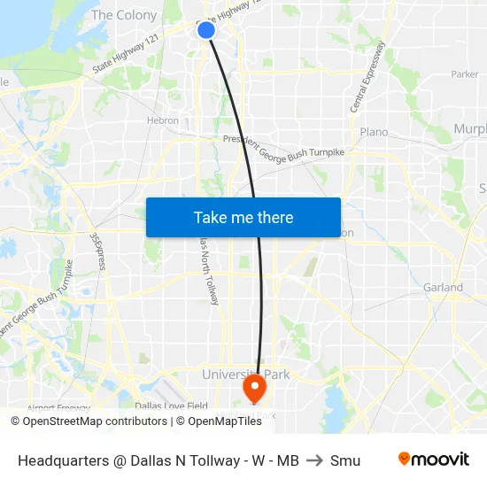 Headquarters @ Dallas N Tollway - W - MB to Smu map