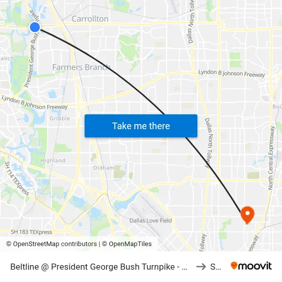 Beltline @ President George Bush Turnpike - E - MB to Smu map