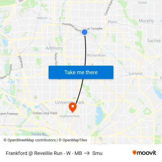 Frankford @ Reveillie Run - W - MB to Smu map