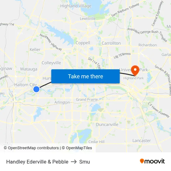 Handley Ederville & Pebble to Smu map