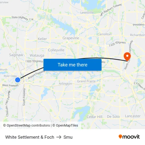 White Settlement & Foch to Smu map