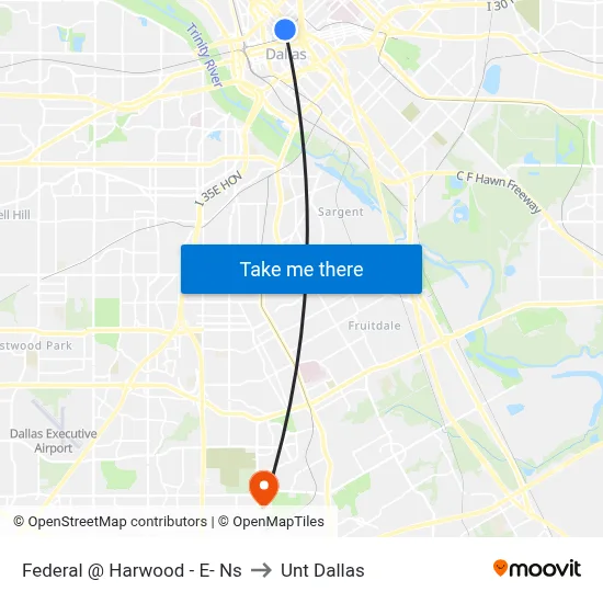 Federal @ Harwood - E- Ns to Unt Dallas map