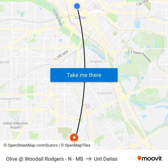 Olive @ Woodall Rodgers - N - MB to Unt Dallas map