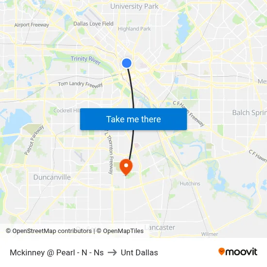 Mckinney @ Pearl - N - Ns to Unt Dallas map