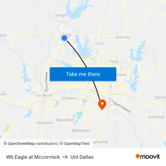 Wb Eagle at Mccormick to Unt Dallas map