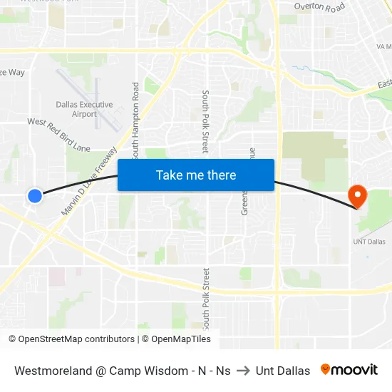 Westmoreland @ Camp Wisdom - N - Ns to Unt Dallas map