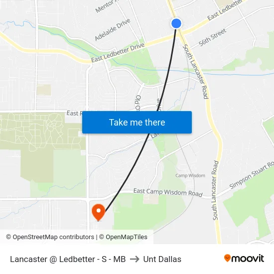 Lancaster @ Ledbetter - S - MB to Unt Dallas map