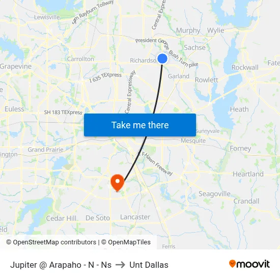 Jupiter @ Arapaho - N - Ns to Unt Dallas map