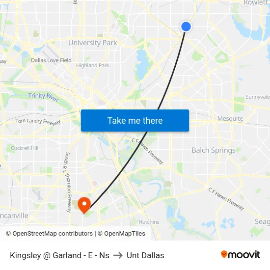 Kingsley @ Garland - E - Ns to Unt Dallas map