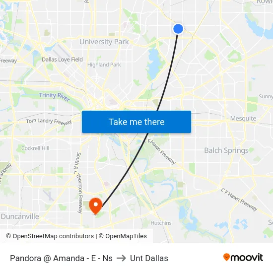 Pandora @ Amanda - E - Ns to Unt Dallas map