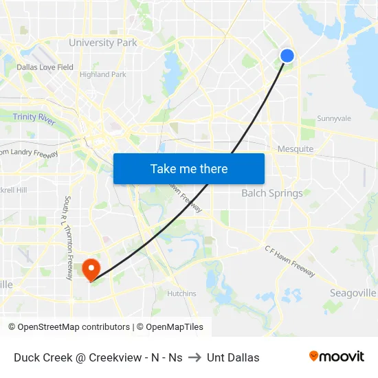 Duck Creek @ Creekview - N - Ns to Unt Dallas map