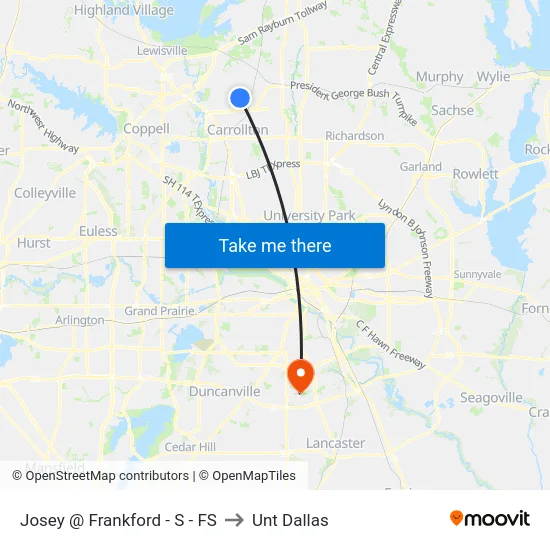 Josey @ Frankford - S - FS to Unt Dallas map