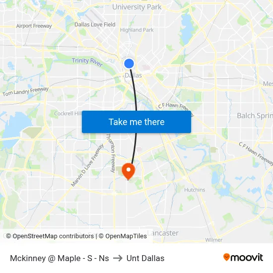 Mckinney @ Maple - S - Ns to Unt Dallas map