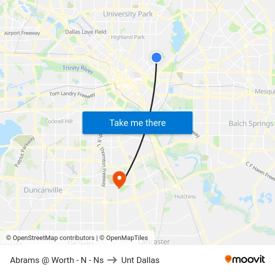 Abrams @ Worth - N - Ns to Unt Dallas map