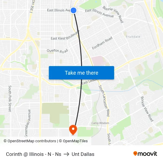 Corinth @ Illinois - N - Ns to Unt Dallas map