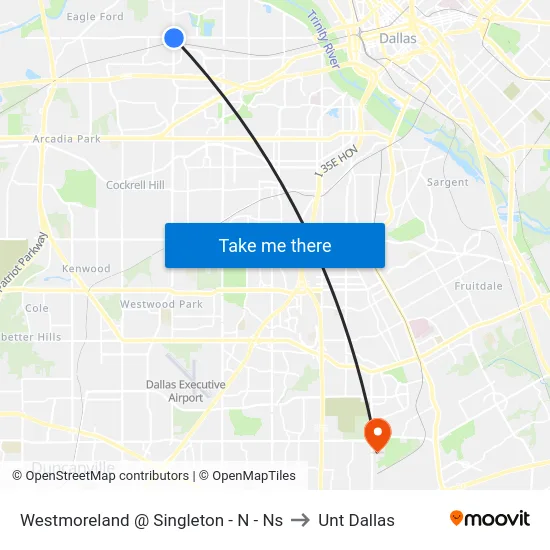 Westmoreland @ Singleton - N - Ns to Unt Dallas map